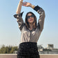 Satin Shirt With Velvet Sequins Skirt