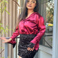 Satin Shirt With Velvet Sequins Skirt