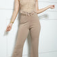 Bohemian Halter Neck Top With Neutral Stretch Flare Pants