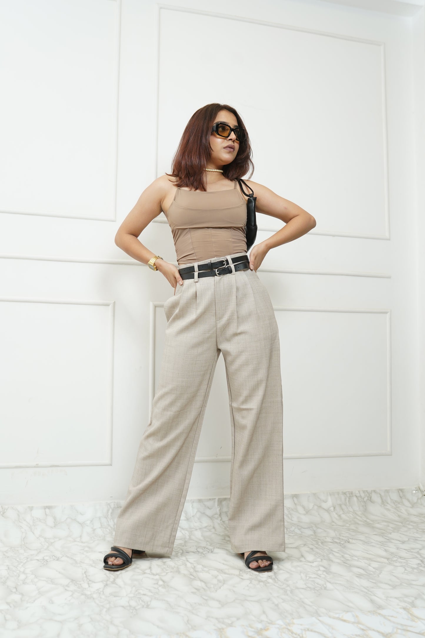 Double Belted Petite Trousers