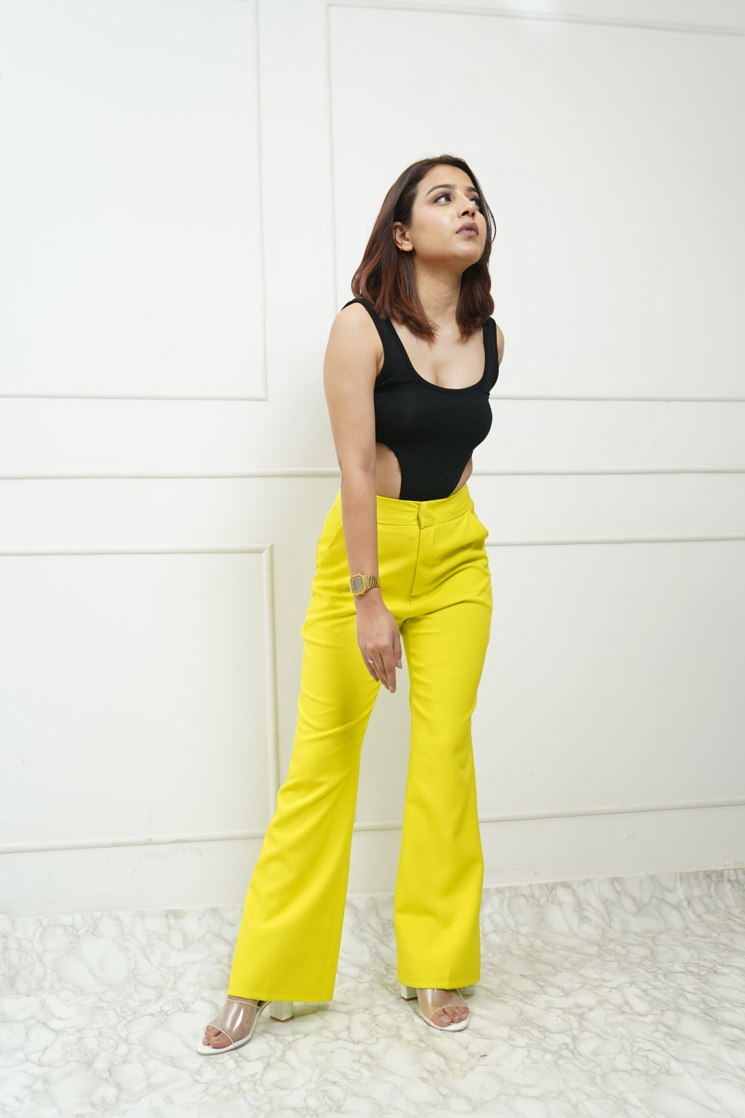 Combo Deal: Bodysuit With Neon Yellow Pants