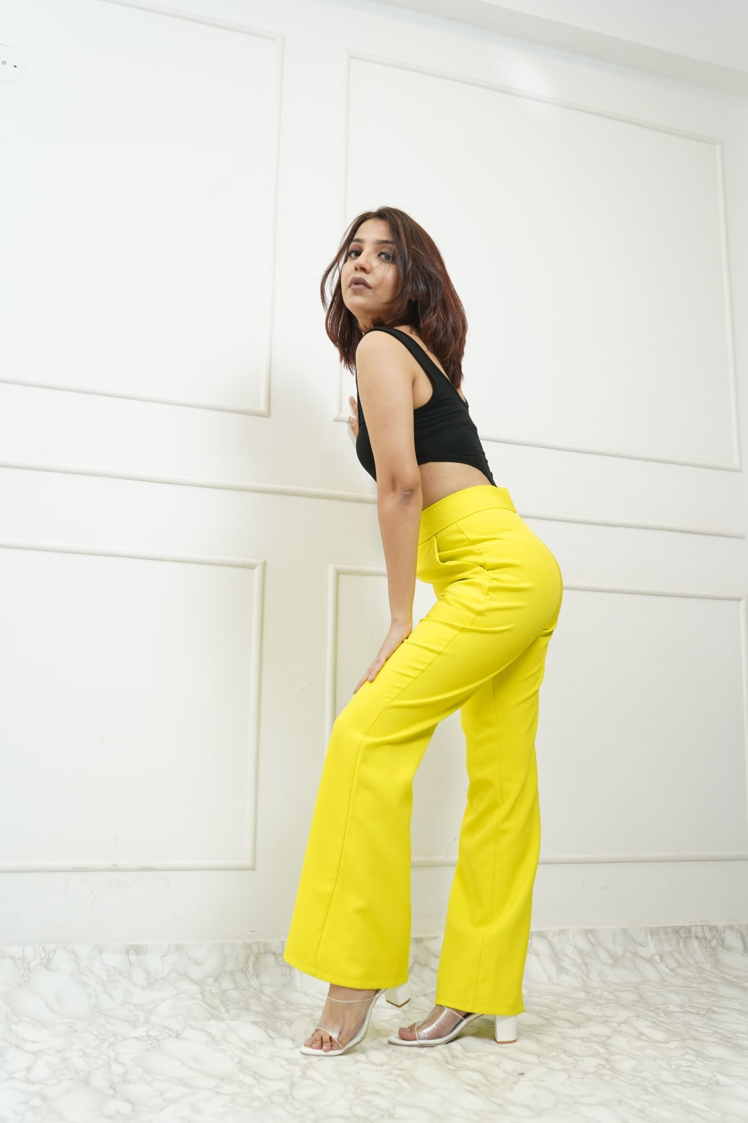 Neon Yellow Flare Pants