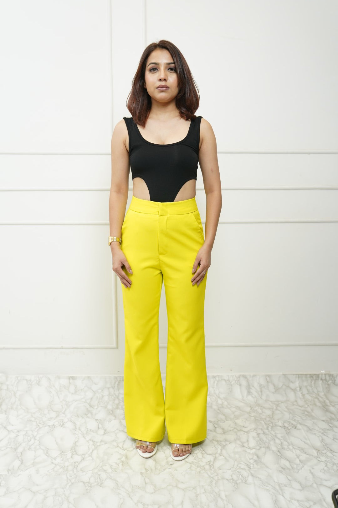 Yellow on sale crop trousers