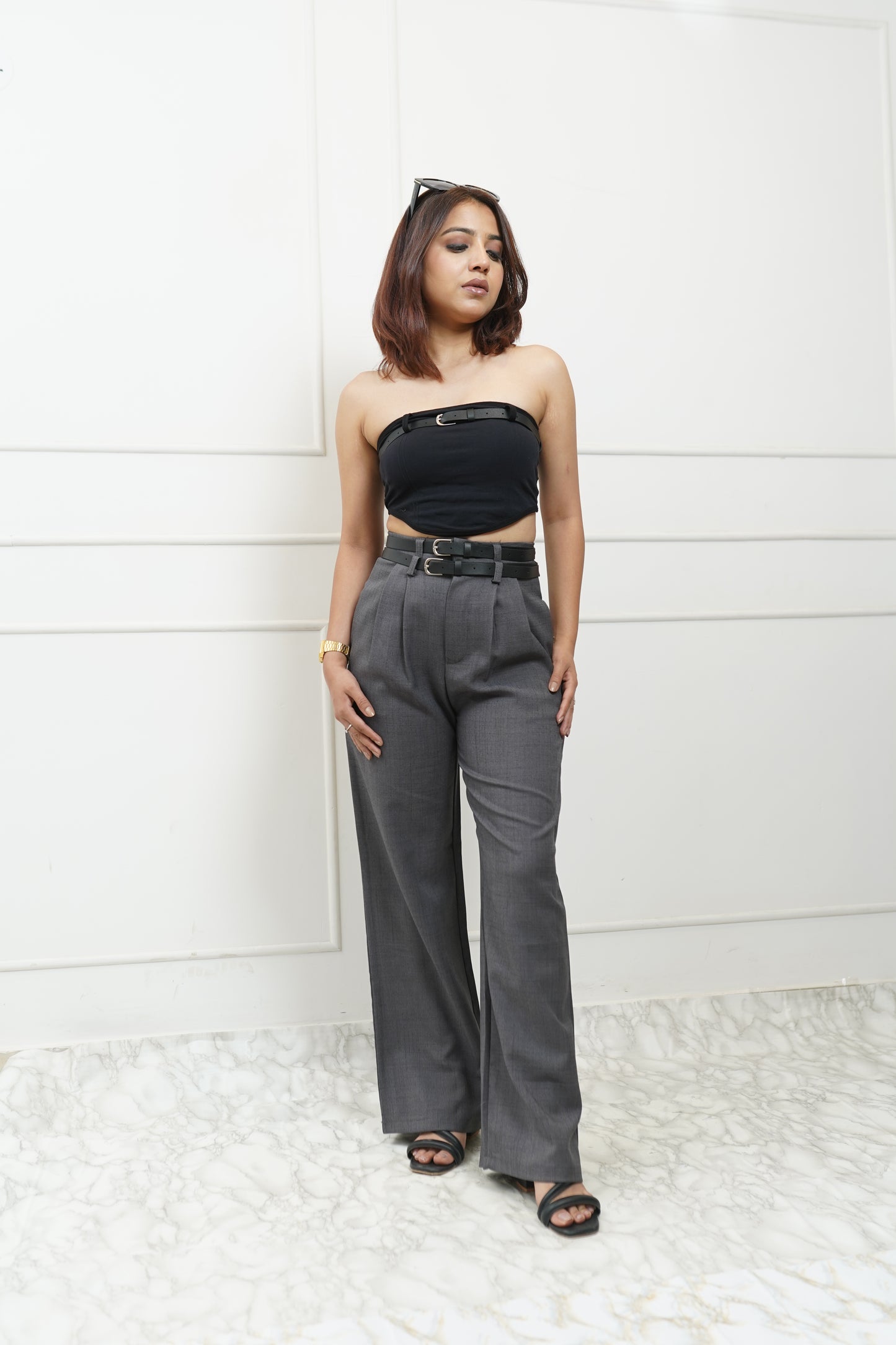 Double Belted Petite Trousers