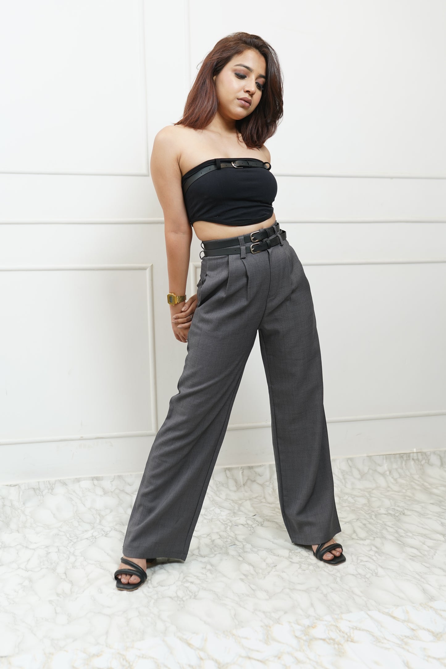 Double Belted Petite Trousers