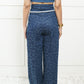 Denim Corset Rope Belt Pants With Padded Denim Top