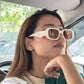 Beige Rectangle Frame Sunglasses