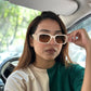 Beige Rectangle Frame Sunglasses