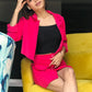 Casual Crop Blazer With Button Down Short Skirt