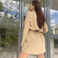 Casual Crop Blazer With Button Down Short Skirt