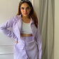 Casual Crop Blazer With Button Down Short Skirt