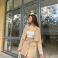 Casual Crop Blazer With Button Down Short Skirt