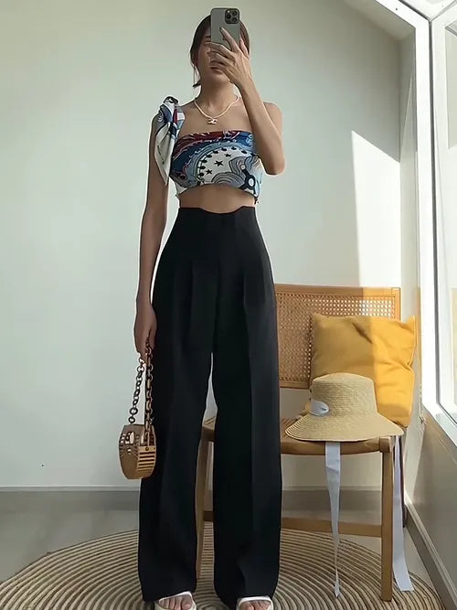 High Waist Black Pants for Women