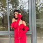 Hot Red Corset Look Off-Shoulder Short Dress