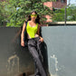 Combo Deal: Neon Green Bodysuit With Chain Cargo Pants