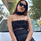 Black Rose Tube Bustier With Scarf