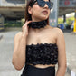 Black Rose Tube Bustier With Scarf
