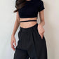 Combo Deal: Backless Crop Tee With High Waist Pants