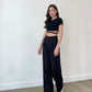 Combo Deal: Backless Crop Tee With High Waist Pants