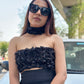 Black Rose Tube Bustier With Scarf