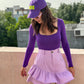 Purple Scoop Neck Bodysuit With Lilac Frill Skorts