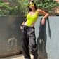 Combo Deal: Neon Green Bodysuit With Chain Cargo Pants