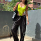 Combo Deal: Neon Green Bodysuit With Chain Cargo Pants