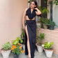 Combo Deal: Padded Cowl Neck Top With High Slit Skirt