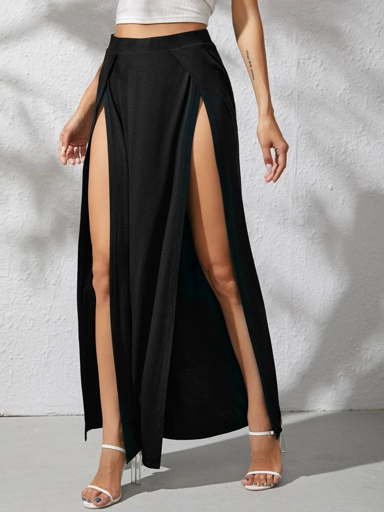 High Front Slit Long Skirt