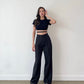 Combo Deal: Backless Crop Tee With High Waist Pants