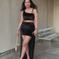 Combo Deal: Velvet Padded Top With Drape Skirt