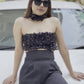 Black Rose Tube Bustier With Scarf