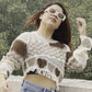 Crochet Asymmetrical Full Sleeves Top
