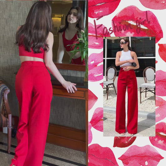 Red Color Pop Pants