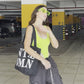 Combo Deal: Neon Green Bodysuit With Chain Cargo Pants
