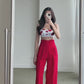 High Corset Waist Wide Leg Pants