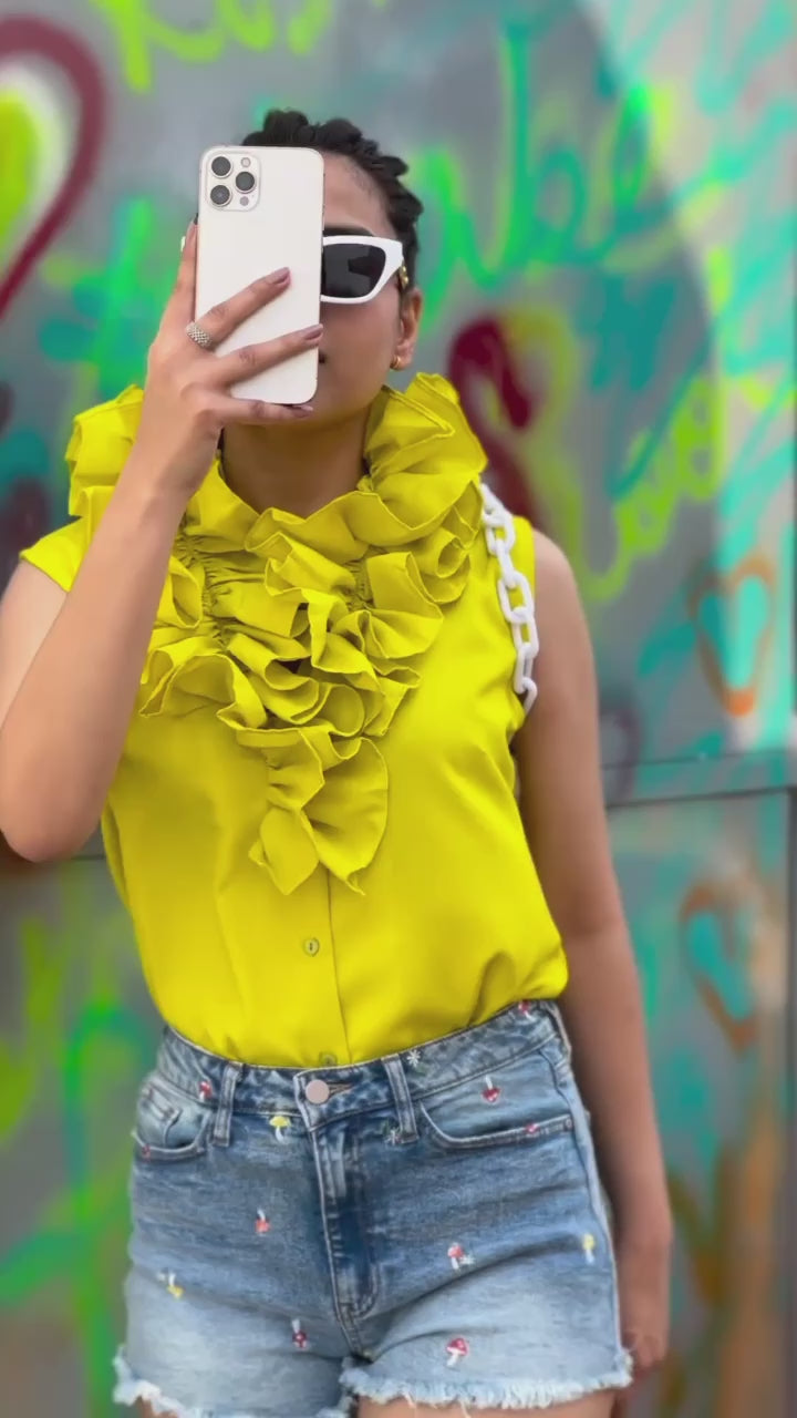 StyleAsh Flower Collar Sleeveless Shirt