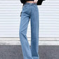 High Waist Straight Leg Denim Jeans