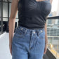 High Waist Straight Leg Denim Jeans