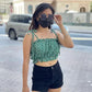 Ditsy Floral Noodle Strap Crop Top